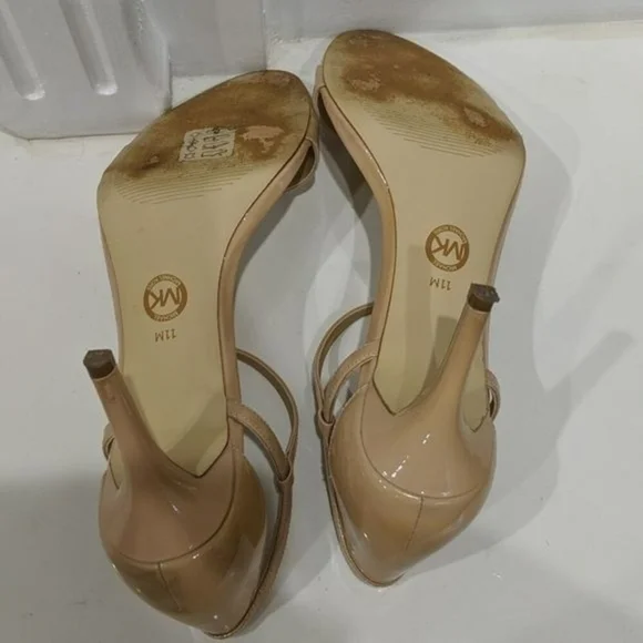 Michael Kors Simone Mid Sandals Size 11 Nude Patent Stiletto - Picture 5 of 6